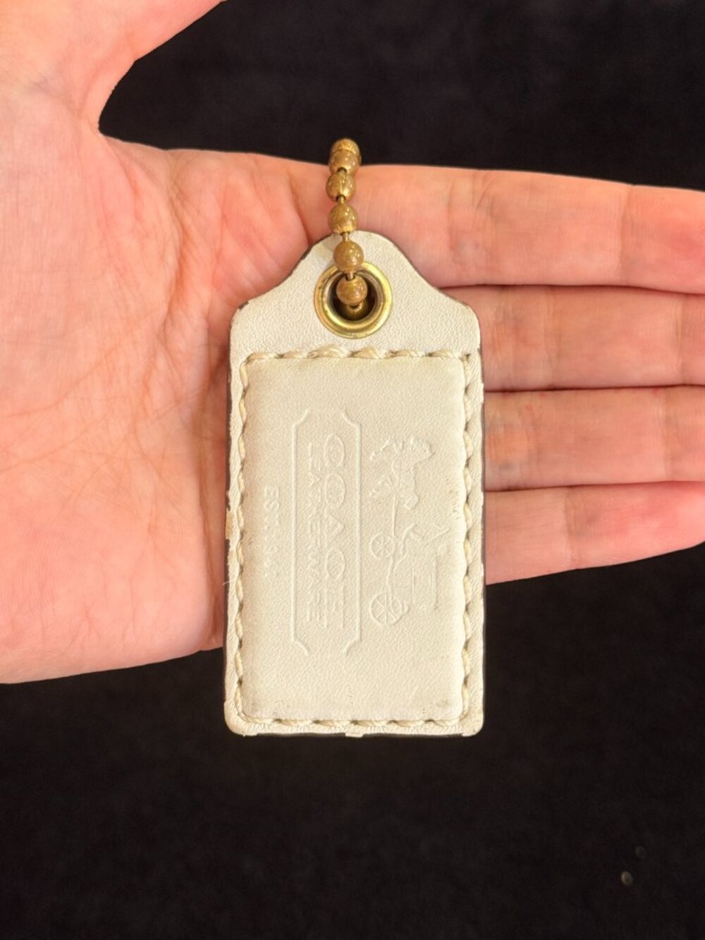 3" Large Y2K Coach Leather Key Fob Bag Charm Keychain Hang Tag/Hangtag